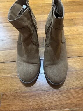 Old Navy Brown Suede Ankle Boots with Stud Trim